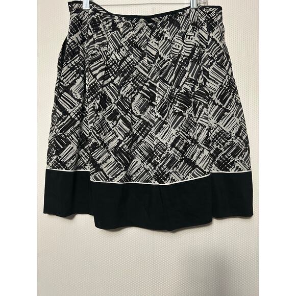 Talbots Silk Cotton Blend Black White A Line Pleated Knee Length Skirt Sz 14P - Picture 8 of 10